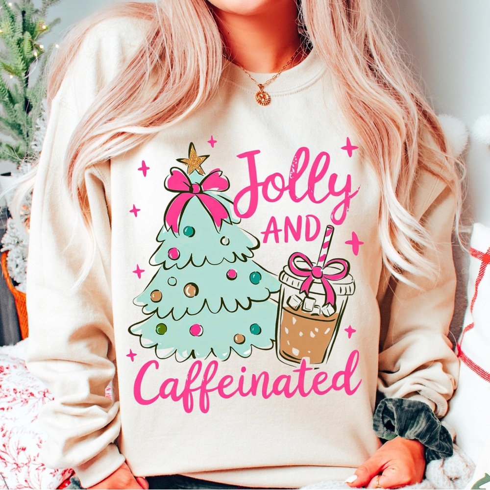 Jolly and Caffeinated Beige Sweater